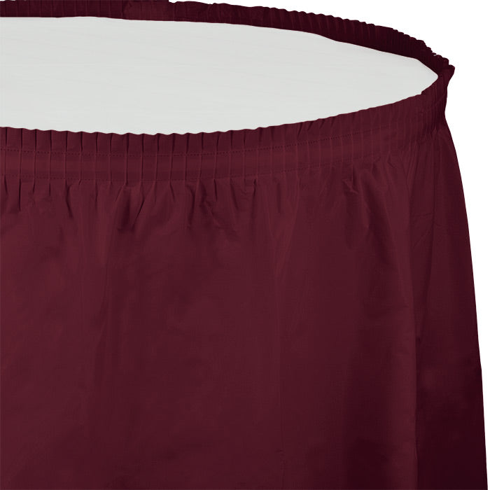Burgundy Plastic Tableskirt, 14' X 29" by Creative Converting