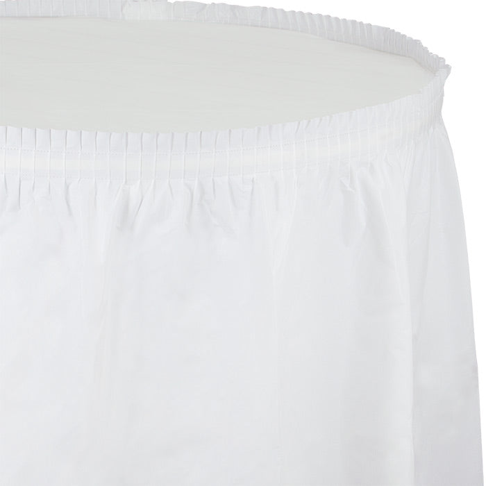White Plastic Tableskirt, 14' X 29"