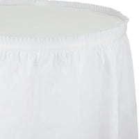 White Plastic Tableskirt, 14' X 29