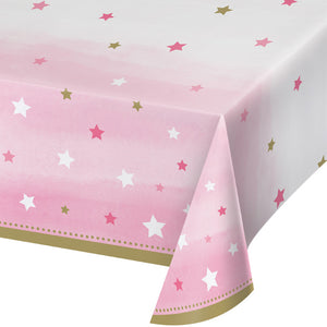 One Little Star - Girl Plastic Tablecover All Over Print, 54" X 102" by Creative Converting