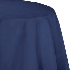 Navy Round Polylined TIssue Tablecover, 82" by Creative Converting
