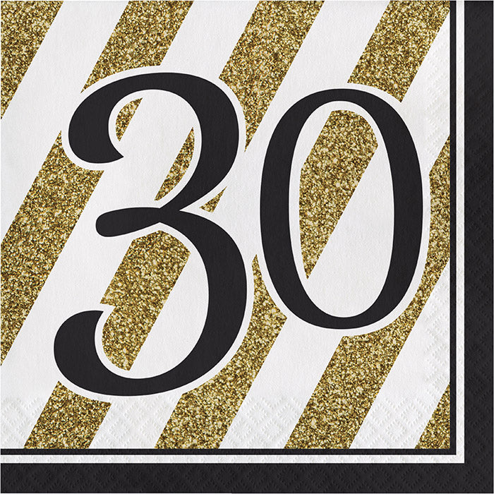 Black And Gold 30th Birthday Napkins, 16 ct by Creative Converting