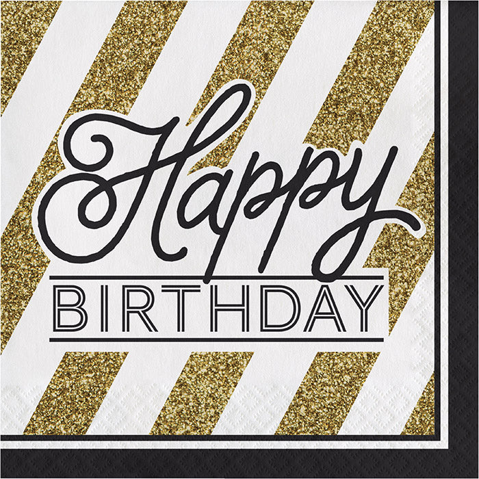 Black And Gold Birthday Napkins, 16 ct by Creative Converting
