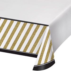 Black & Gold Plastic Tablecover Border, 54" X 102" by Creative Converting