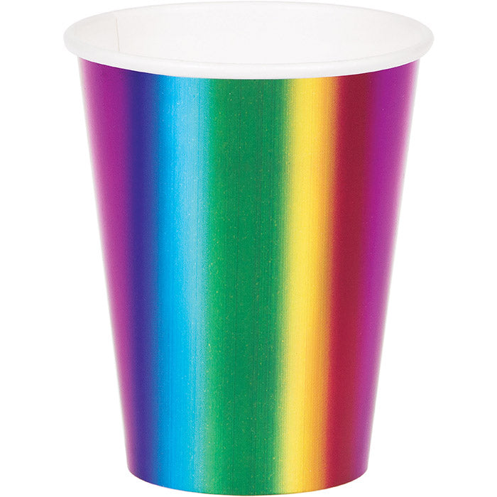 Rainbow Foil Hot/Cold Paper Cups 9 Oz., Rainbow Foil, 8 ct by Creative Converting