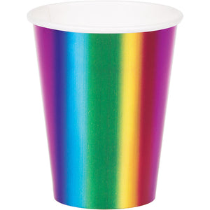 Rainbow Foil Hot/Cold Paper Cups 9 Oz., Rainbow Foil, 8 ct by Creative Converting