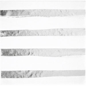 Toc White Silver Foil Luncheon Napkin 3Ply, Foil Stamp Silver, 16 ct by Creative Converting