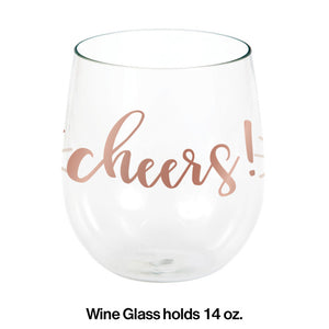 Rose' All Day 14 Oz Stemless Wine Glass Party Decoration