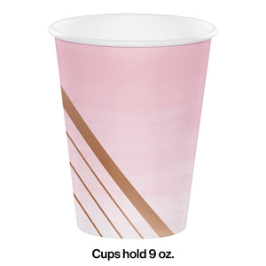 Rose' All Day Hot/Cold Paper Paper Cups 12 Oz., Foil, 8 ct Party Decoration