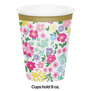 Floral Tea Party Hot/Cold Paper Cups 9 Oz., 8 ct Party Decoration