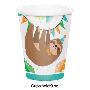 Sloth Party Paper Cups, Pack Of 8 Party Decoration