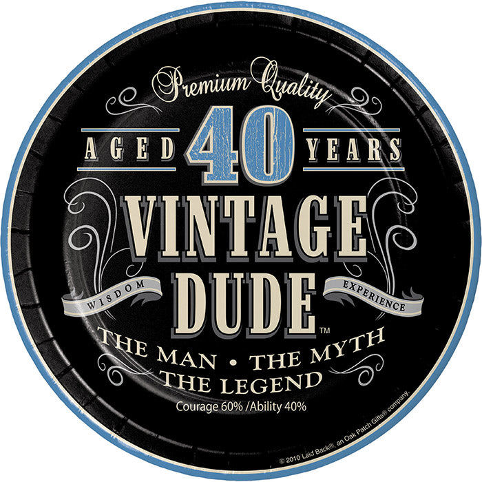 Vintage Dude 40th Birthday Dessert Plates, 8 ct by Creative Converting