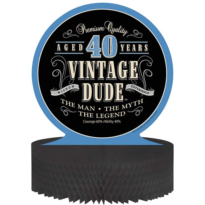Vintage Dude 40th Birthday Centerpiece by Creative Converting