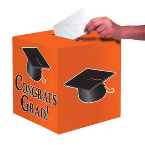 Graduation Card Box, Grad, 9" Orange by Creative Converting