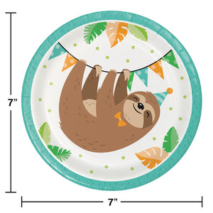 Sloth Party Dessert Plates, Pack Of 8 Party Decoration