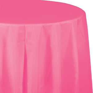Candy Pink Round Plastic Tablecover, 82" by Creative Converting
