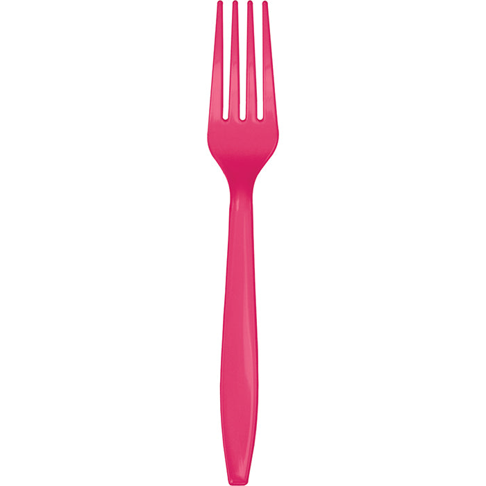 Hot Magenta Pink Plastic Forks, 24 ct by Creative Converting