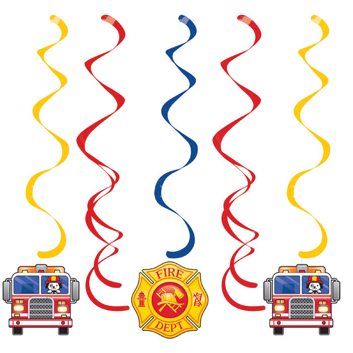 Fire Truck Swirl Decorations, 5 ct by Creative Converting