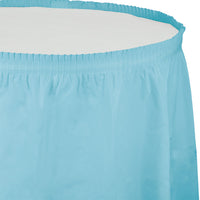 Pastel Blue Plastic Tableskirt, 14' X 29