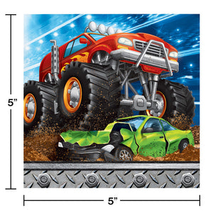 Monster Truck Rally Beverage Napkins, 16 ct Party Decoration