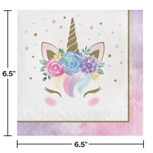 Unicorn Pastel Baby Shower Napkins, Pack Of 16 Party Decoration