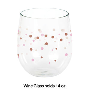 Rose' All Day 14 Oz Stemless Wine Glass Party Decoration