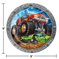 Monster Truck Rally Paper Plates, 8 ct Party Decoration
