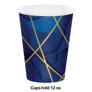 Navy Blue And Gold Foil Paper Cups, Pack Of 8 Party Decoration