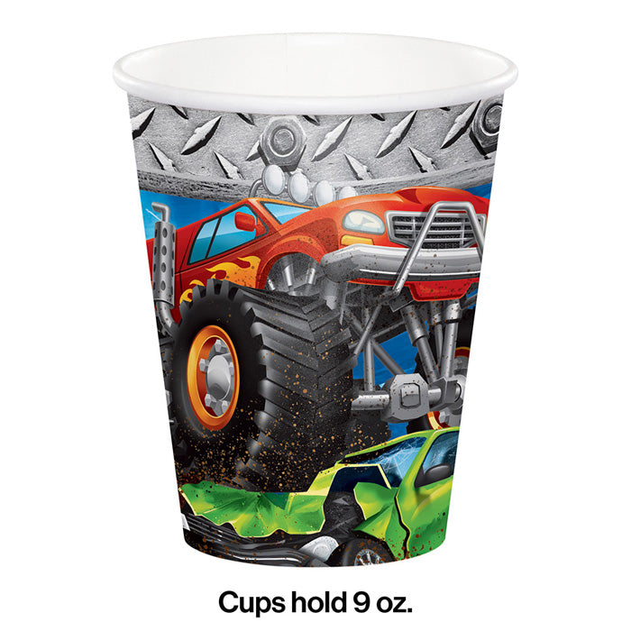 Monster Truck Rally Hot/Cold Paper Paper Cups 9 Oz., 8 ct Party Decoration