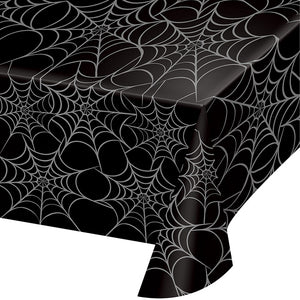 Silver Web Plastic Table Cover by Creative Converting