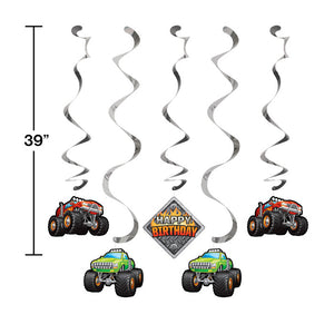 Monster Truck Rally Dizzy Danglers, 5 ct Party Decoration