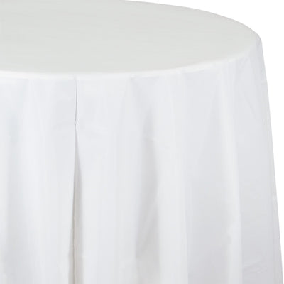 White Round Plastic Tablecover, 82" by Creative Converting