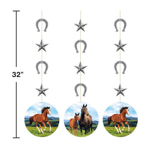 Horse And Pony Hanging Cutouts, 3 ct Party Decoration