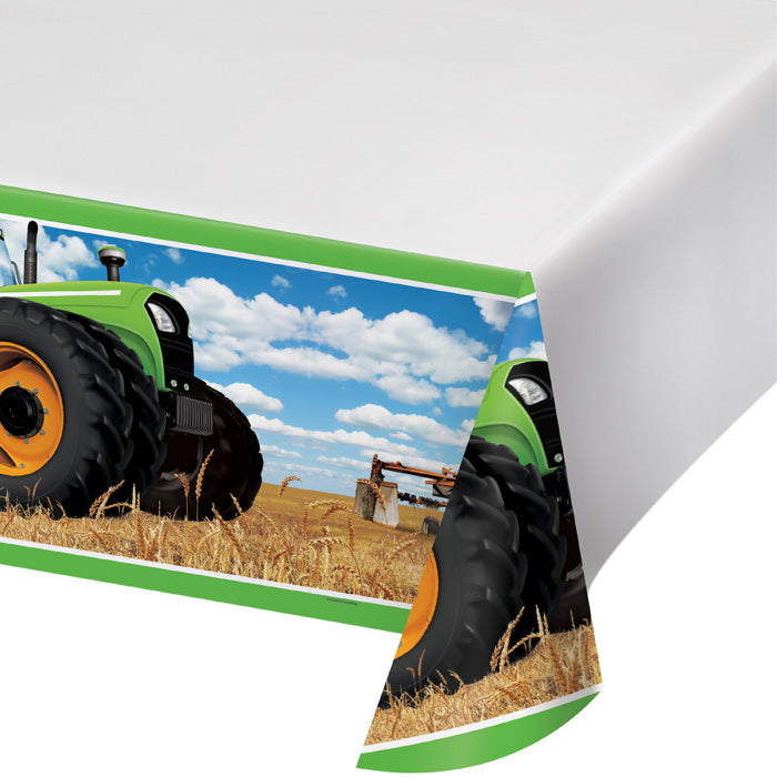 Tractor Time Plastic Tablecover Border, 54" X 102" by Creative Converting