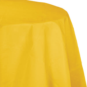 School Bus Yellow Round Polylined TIssue Tablecover, 82" by Creative Converting