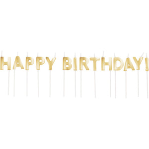 Gold Happy Birthday Pick Candles, 14 ct by Creative Converting