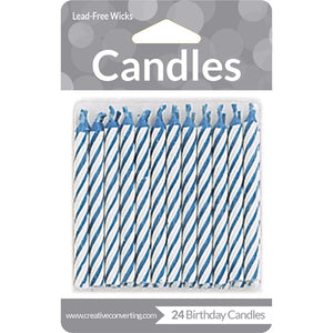 Blue Striped Candles, 24 ct by Creative Converting