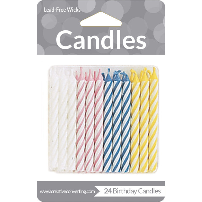 Assorted Striped Candles, 24 ct by Creative Converting