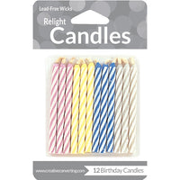 Striped Magic Relight Candles, 12 ct by Creative Converting