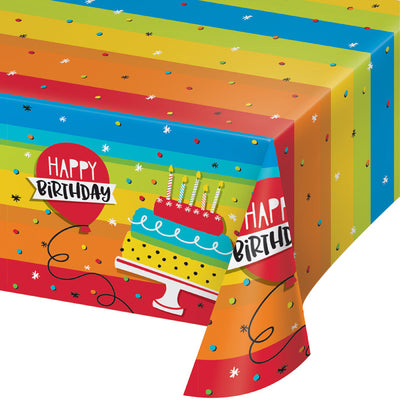 Hoppin' Birthday Cake Plastic Tablecover All Over Print, 54" X 102"