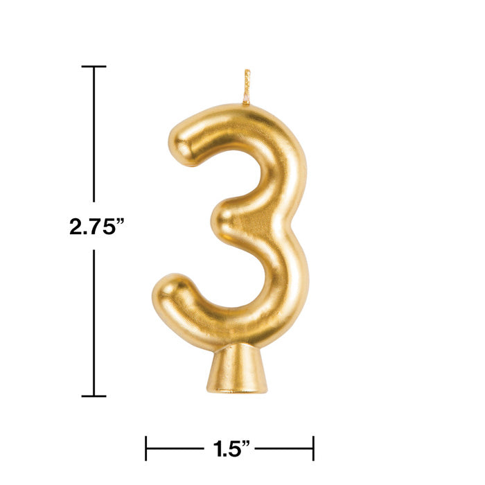 Gold 3 Candle Party Decoration