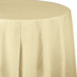 Ivory Round Plastic Tablecover, 82" by Creative Converting