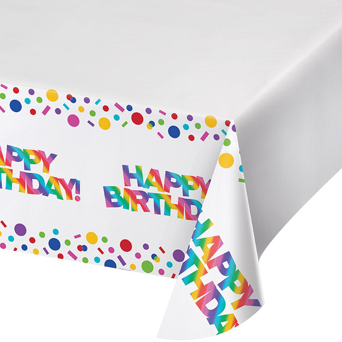 Rainbow Foil Plastic Tablecover Border Print, 54" X 102" by Creative Converting