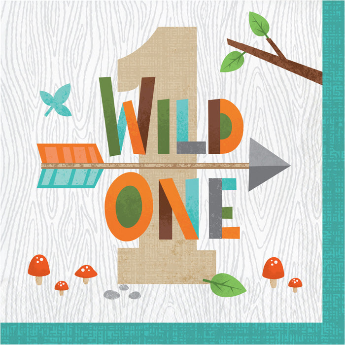 Wild One Woodland Napkins, Pack Of 16 by Creative Converting