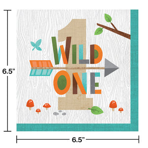 Wild One Woodland Napkins, Pack Of 16 Party Decoration