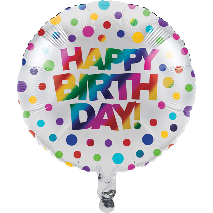 Rainbow Foil Birthday Metallic Balloon, 18", Rainbow Foil Birthday by Creative Converting