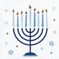 Hanukkah Celebration Beverage Party Napkins 16 ct - Hanukkah Party Supplies