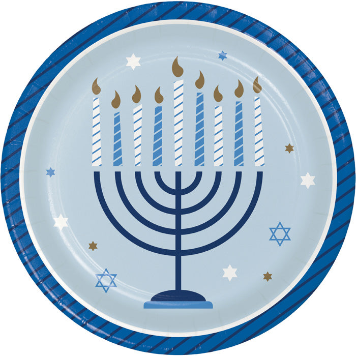 Hanukkah Celebration Dessert Party Plates 8 ct - Hanukkah Party Supplies